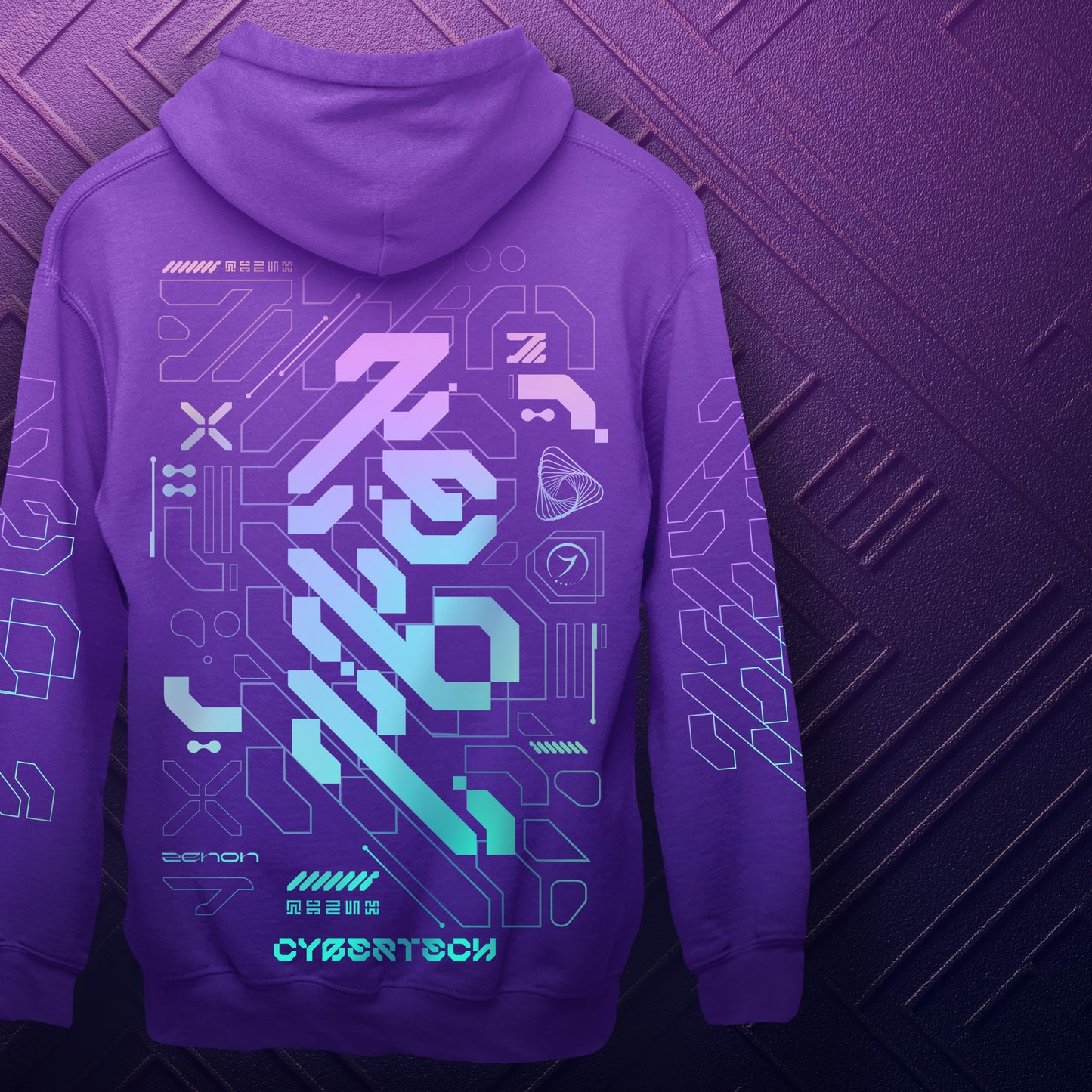 CYBERTECH 2.0 - All Over Print Cotton Hoodie (UNISEX)